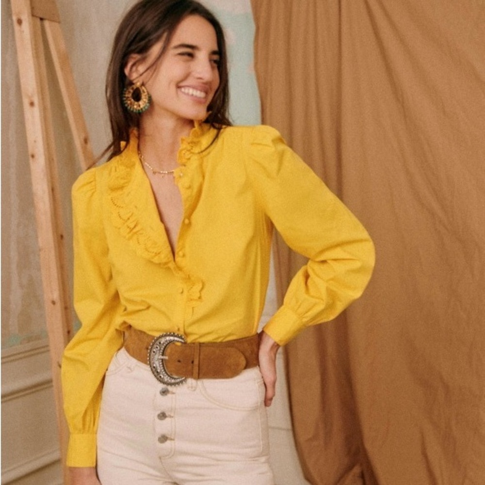 Cezanne Yellow Ruffled Women's Top